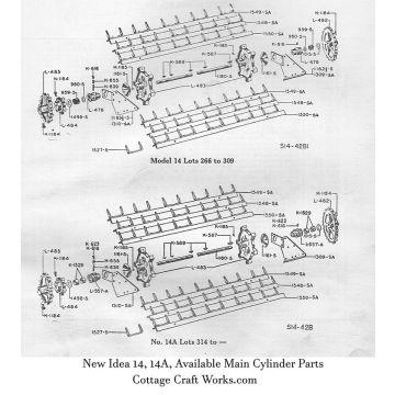 New Idea 14, 14A Spreader Main Cylinder Parts