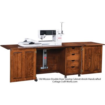 Old Mission double door sewing cabinet Amish woodworking