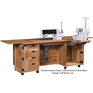 Pioneer sewing and serger cabinet – Amish handcrafted solid wood sewing furniture