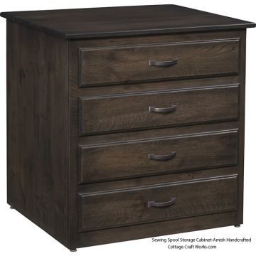 Amish handcrafted sewing spool storage cabinet with drawers