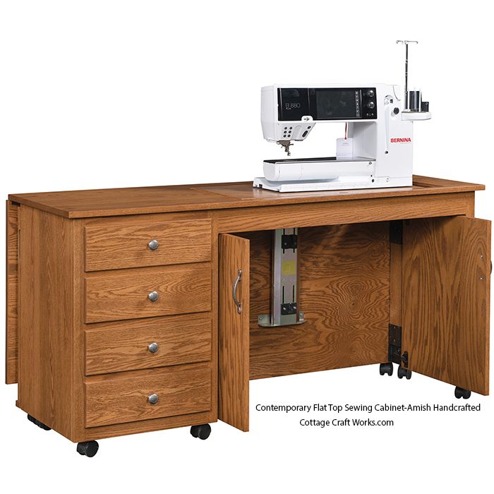 flat top sewing cabinet with workspace for large sewing machine up to 24 inch