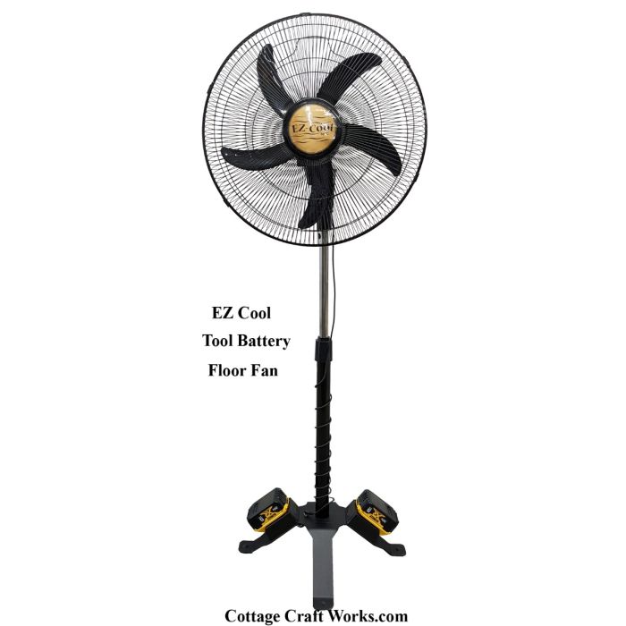 Tool Battery DC Oscillating 18 Inch Pedestal Floor Fan
