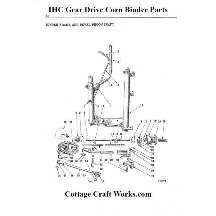 IHC Ground Drive Corn Binder Frame and Pinion Parts