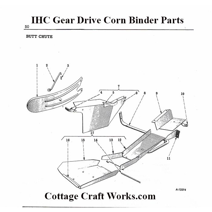 IHC GD Corn Binder Butt Chute Parts
