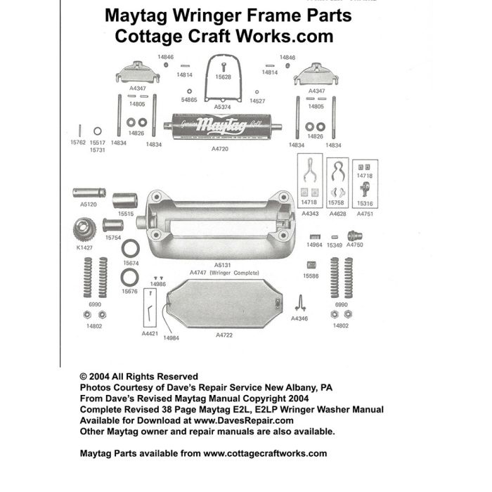 Maytag Wringer Frame Parts