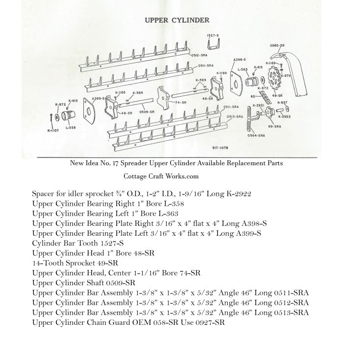 New Idea No. 17 Spreader Upper Cylinder Parts