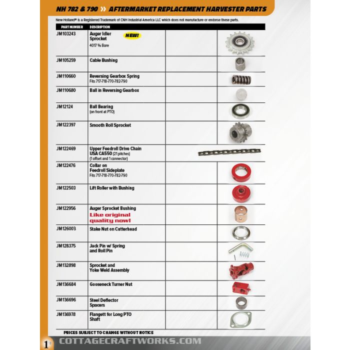 New Holland 782 & 790 Harvester Parts 