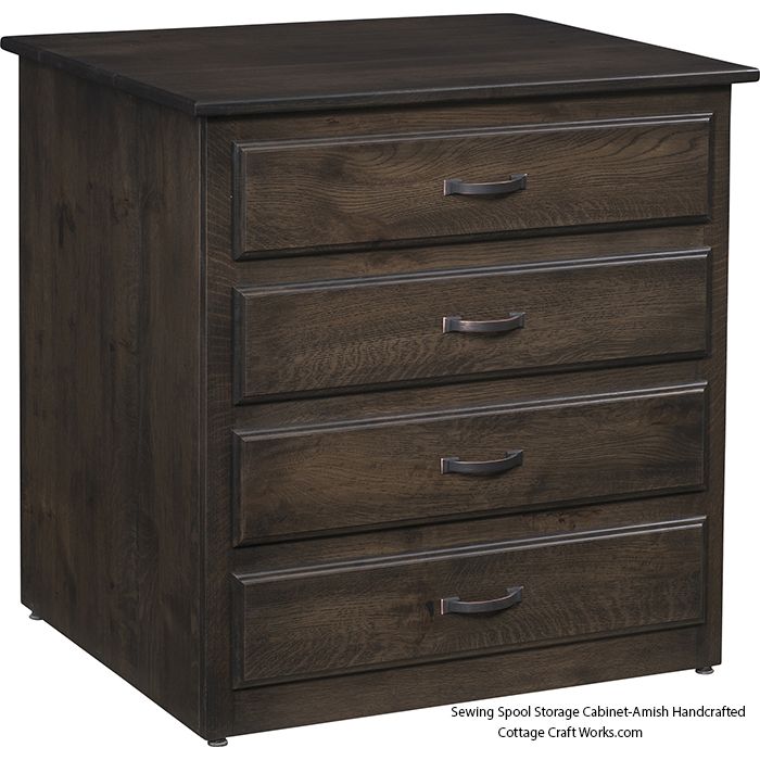 Amish handcrafted sewing spool storage cabinet with drawers