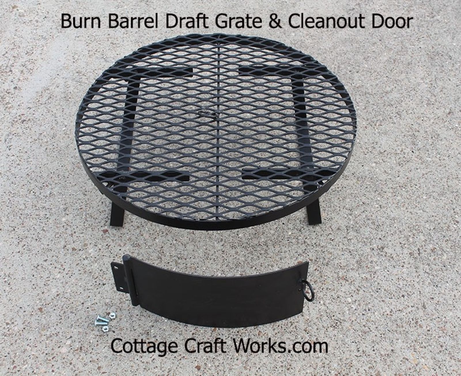Burn barrel bottom grate, draft, and ash door kit