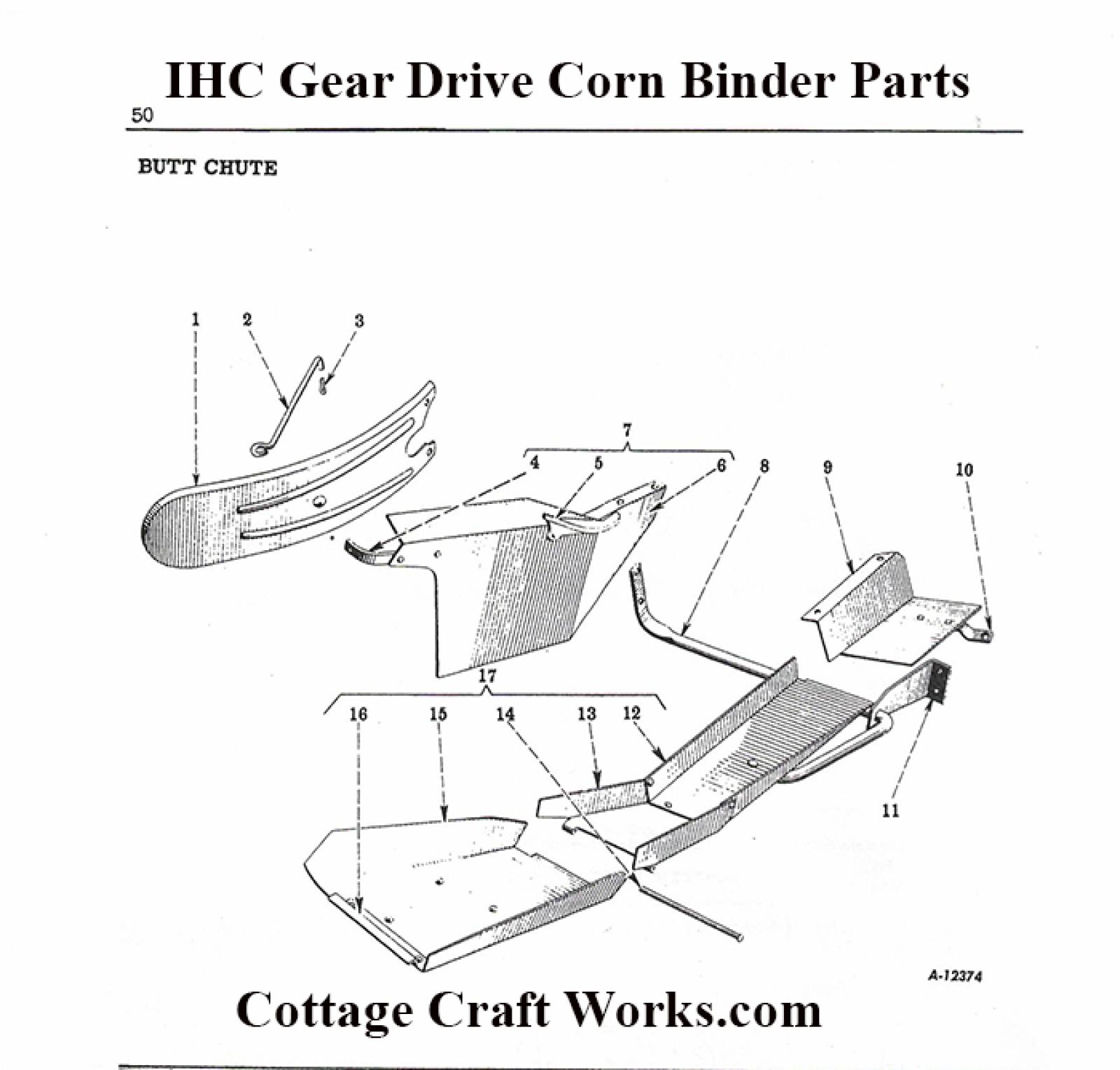 IHC GD Corn Binder Butt Chute Parts