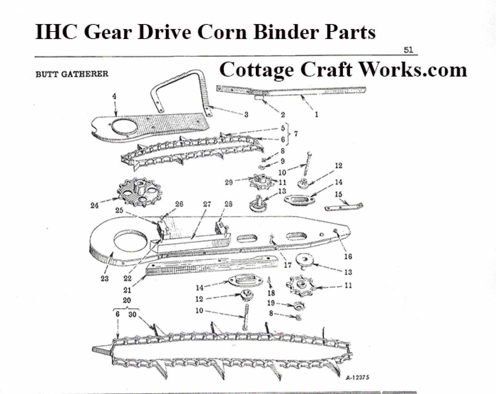 IHC GD Corn Binder Butt Gatherer Parts