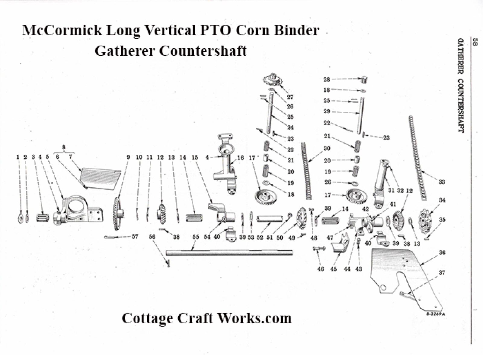 IHC PTO Corn Binder Gathering Countershaft Parts