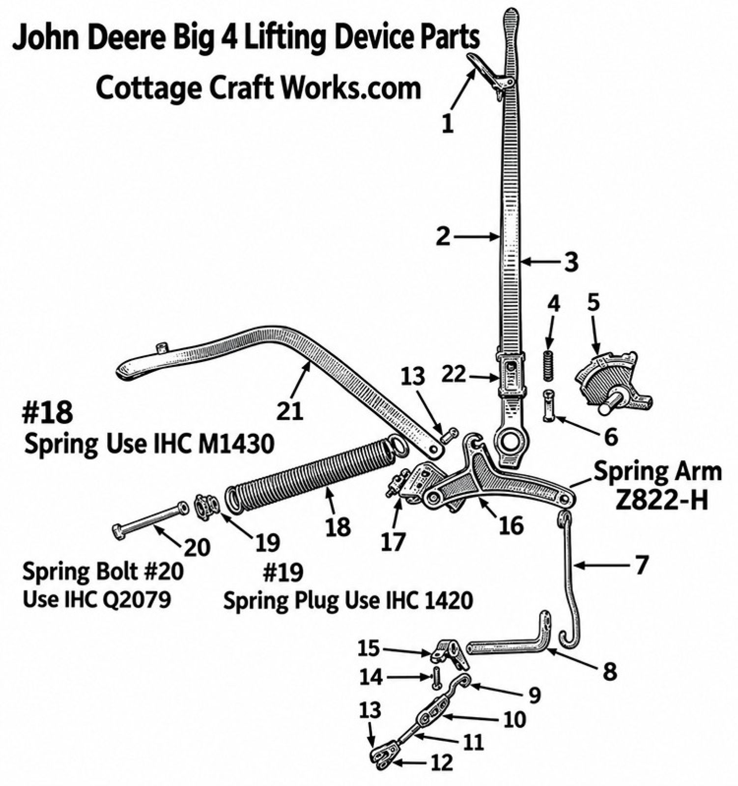 J.D. Mower Lifting Device Parts