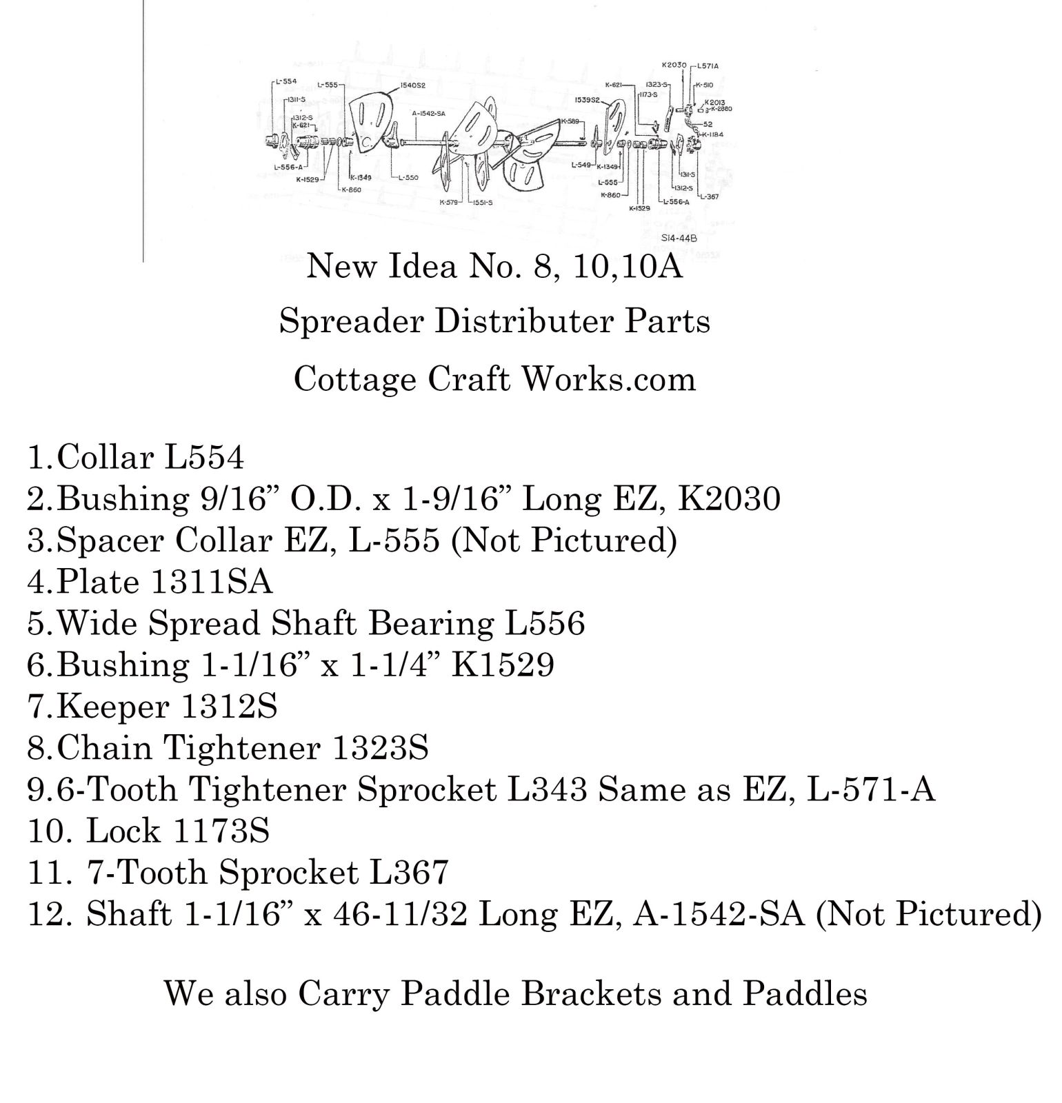 New Idea 10-8 Spreader Distributor Parts