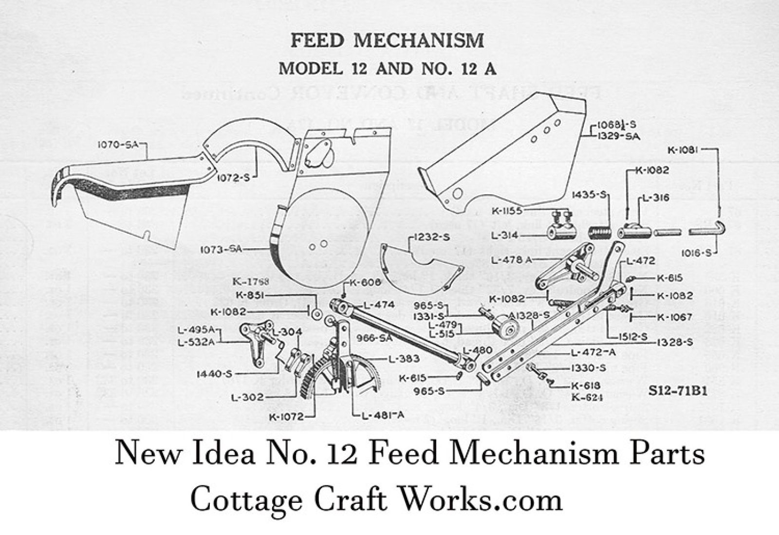 New Idea No. 12 Feed Mechanism Parts