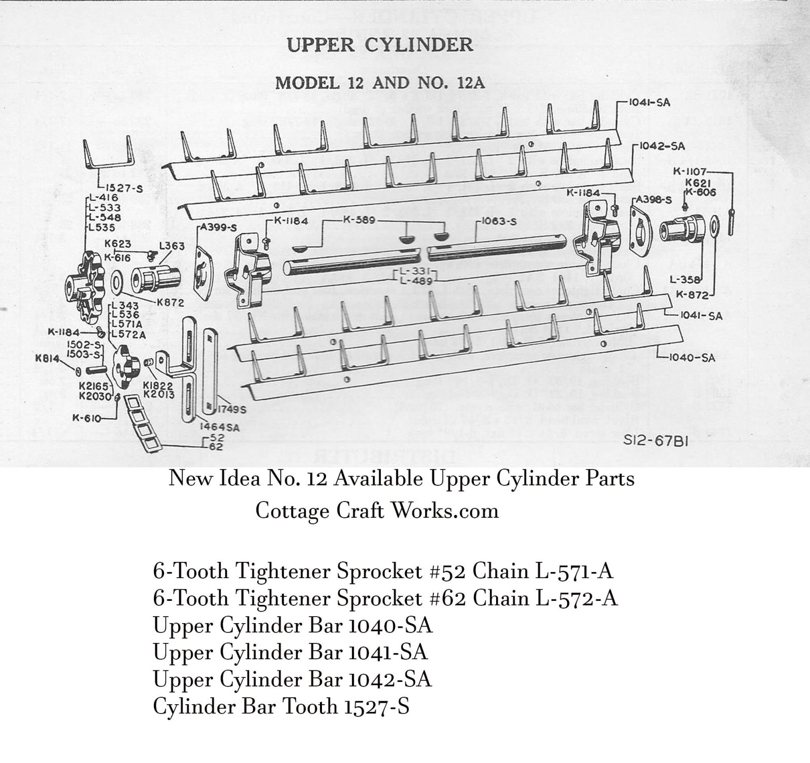 New Idea No. 12 Spreader Upper Cylinder Parts