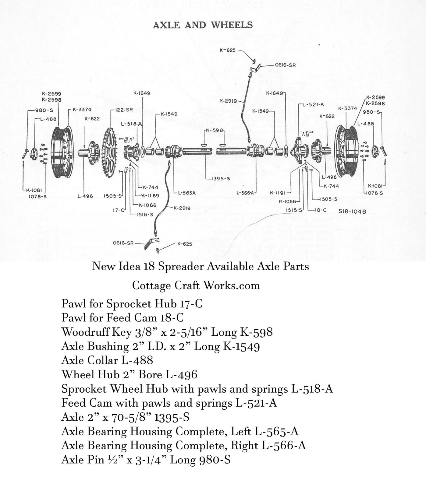 New Idea 18 Spreader Axle Parts