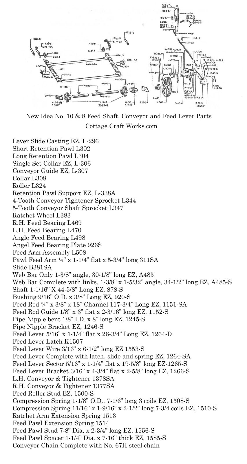 New Idea 10-8 Spreader Conveyor Parts