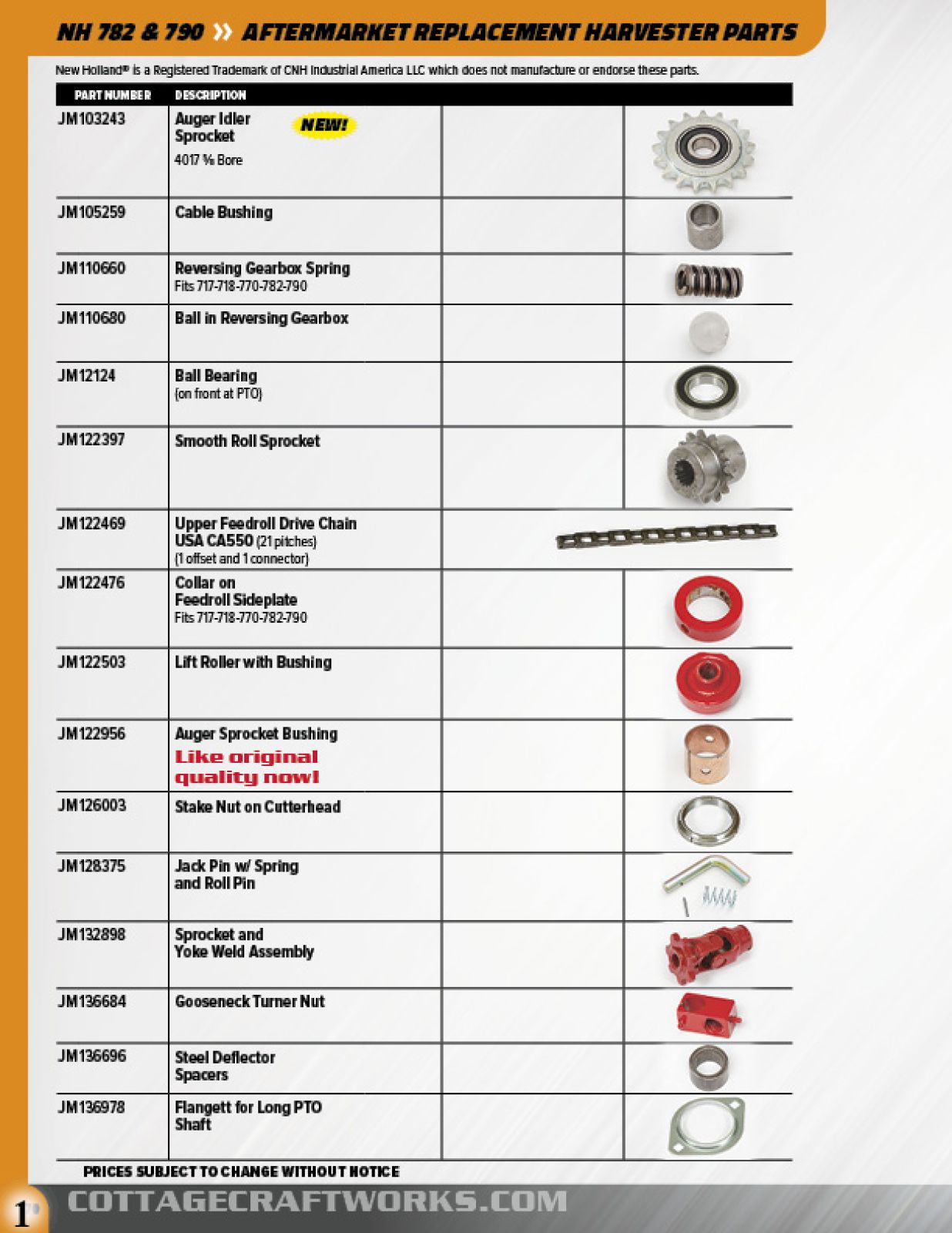 New Holland 782 & 790 Harvester Parts 