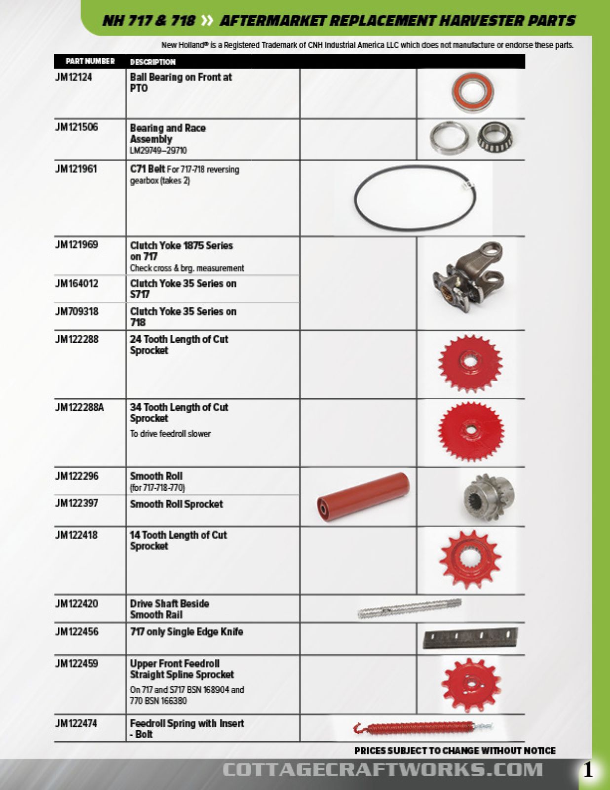 New Holland 717 & 718 Harvester Parts