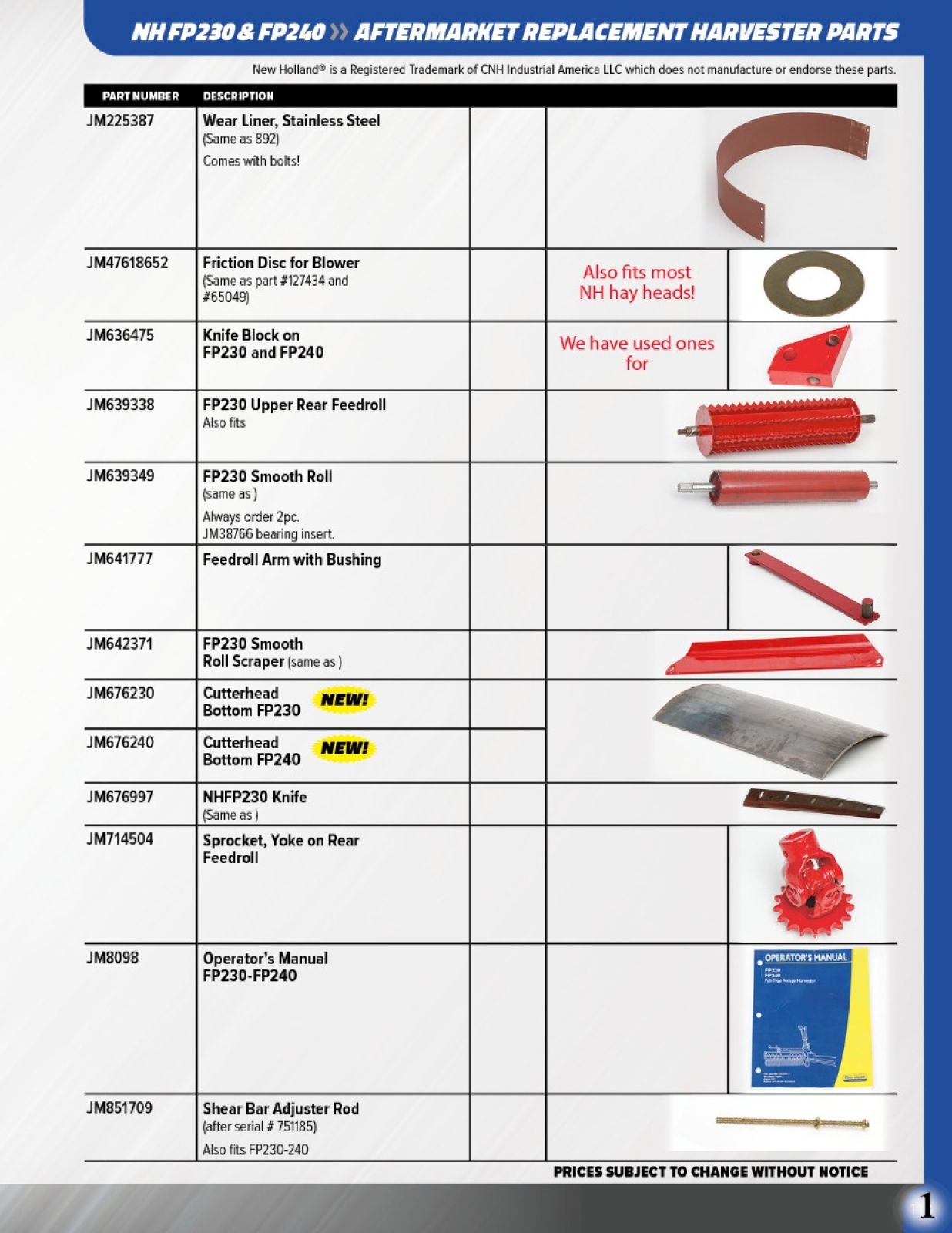 New Holland FP230, FP240 Parts