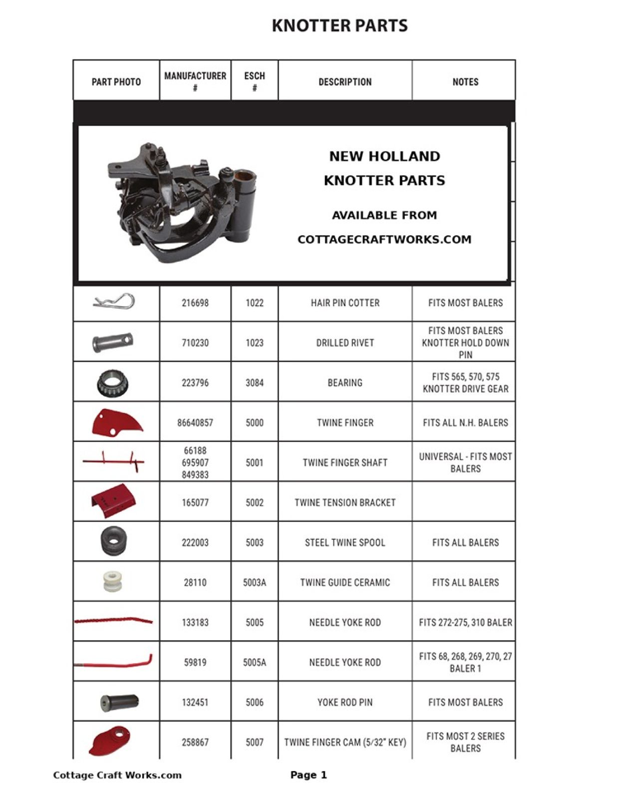 NH Vintage Square Baler Knotter Parts