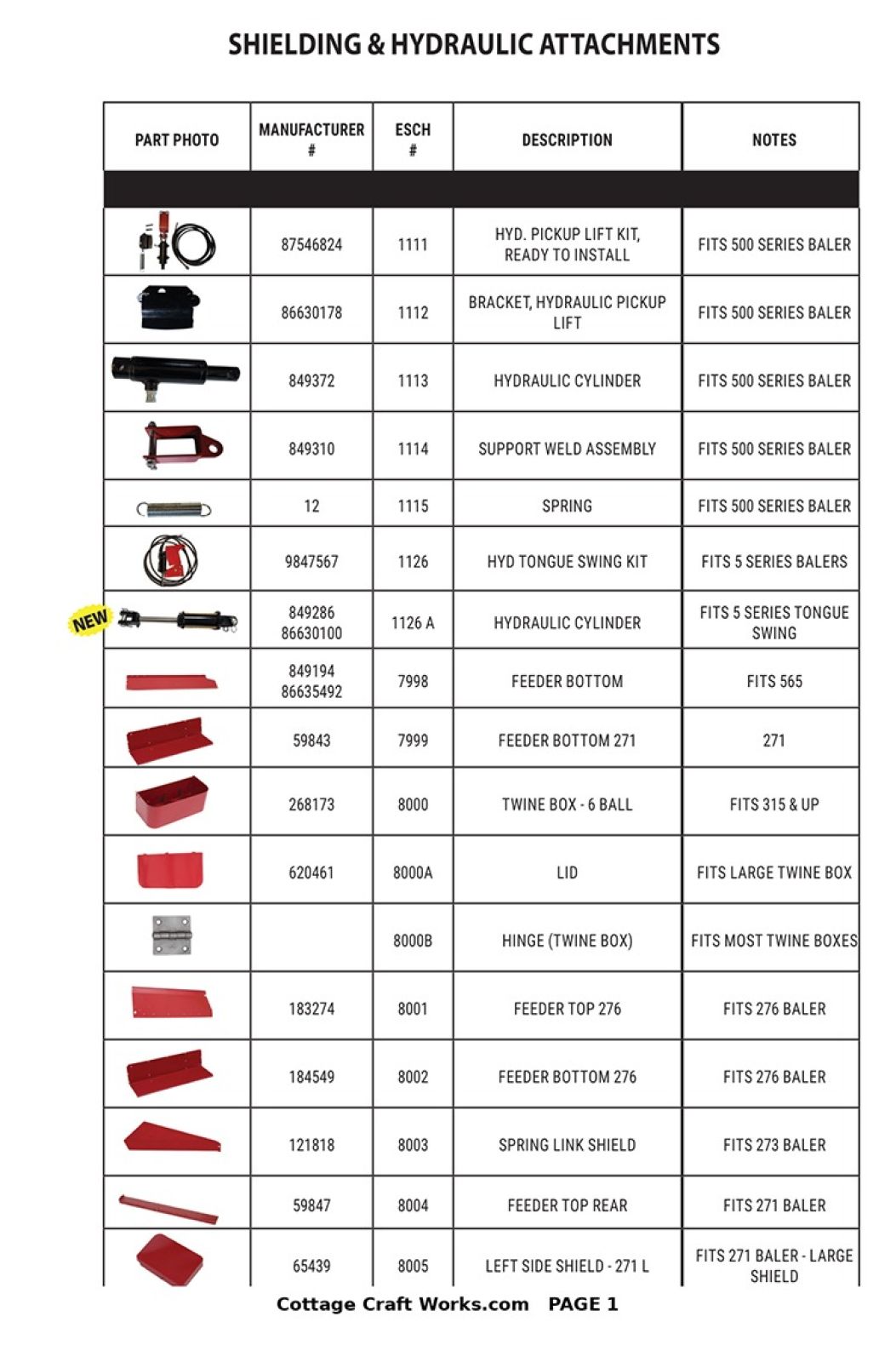 NH Vintage Square Baler Shielding & Hydraulic Parts