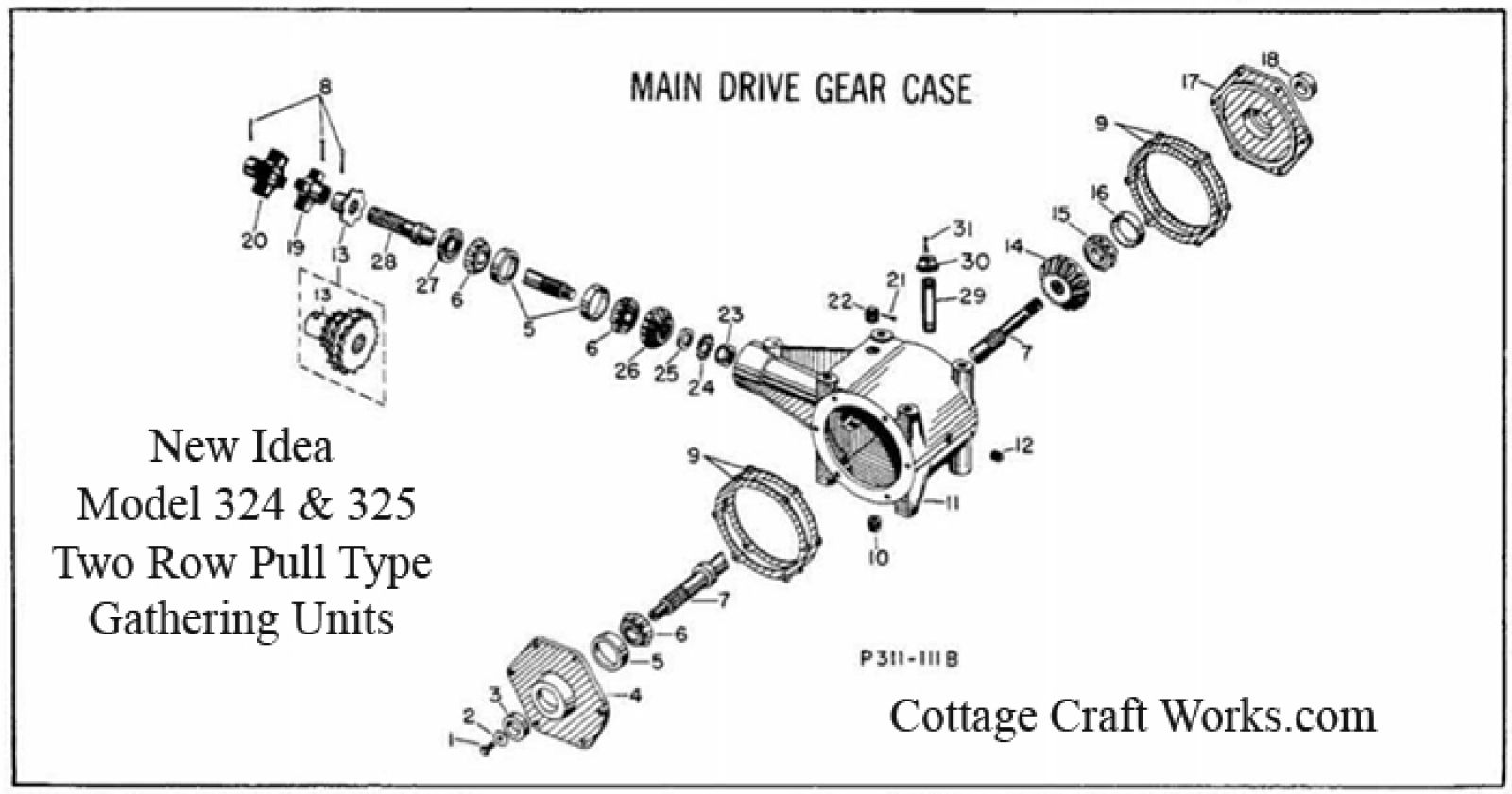 New Idea 324, 325 Corn Picker Main Drive Gear Case