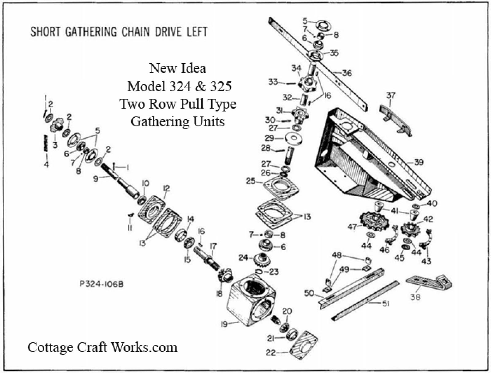 New Idea 324, 325, Picker LH Short Gathering Chain Parts