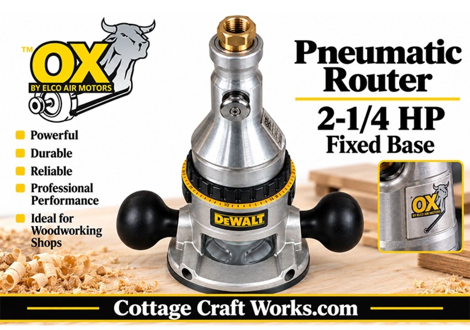 Pneumatic  Router | 2-1/4 HP Wood Working Air Router