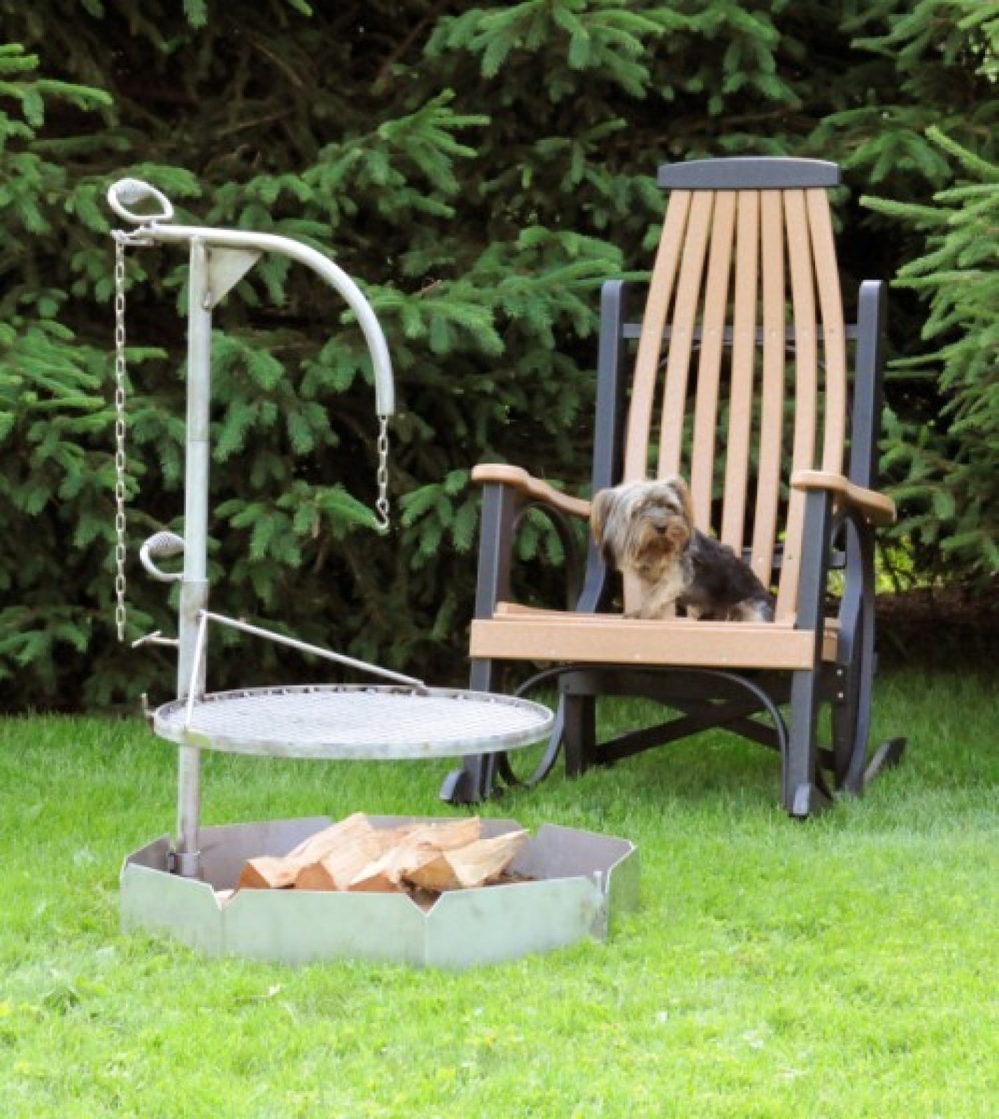 Stainless Steel Camping Grill with Kettle Hook