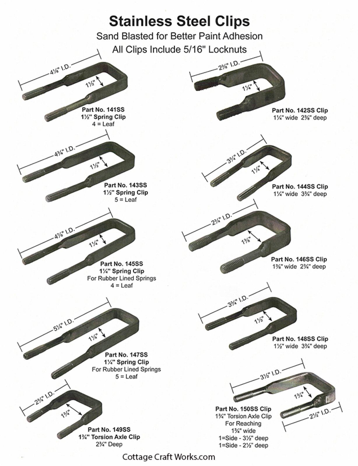BUGGY, CARRIAGE, WAGON, LEAF SPRING STAINLESS CLIPS