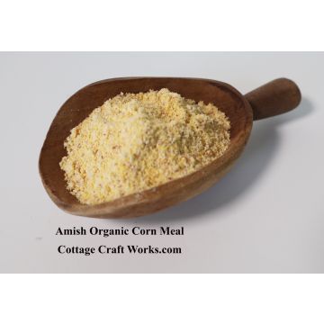 Organic cornmeal is stone-ground from organic-grown, open-pollinated Wapsie Valley variety corn grown and milled on an Amish organic certified farm.