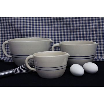 USA Stoneware Pottery | Batter Bowl | Blue Striped