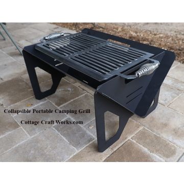 foldable camp cooking grill with charcoal grill grate