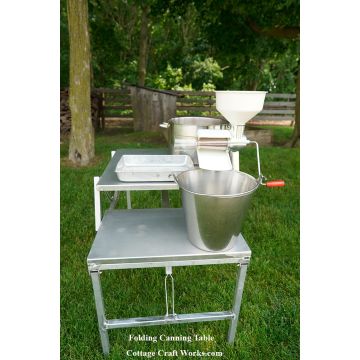 Amish Folding Canning Worktable – All-Aluminum Tomato Strainer Table