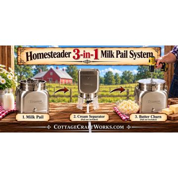 Homesteader 3-in-1 Milk Pail System – Milk, Separate Cream & Make Butter