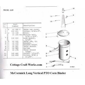 IHC McCormick PTO Driven Corn Binder Twine Can Parts