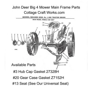 J.D. Big 4 Mower Main Frame Replacement Gasket Parts