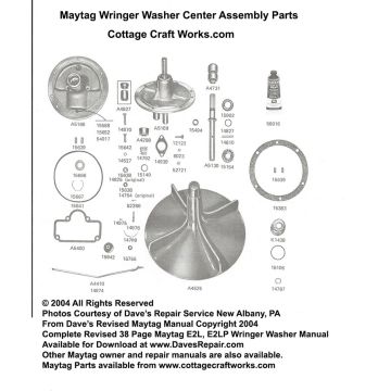 Maytag Wringer Washer Center Assembly Parts