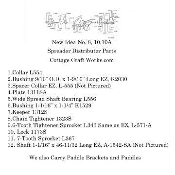 New Idea Vintage #8, #10 Manure Spreader Distributor Parts