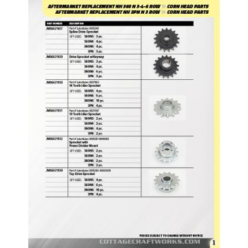 New Holland after-market Amish replacement parts for the 360, N3, N4, N6 Corn Head-Cottage Craft Works 