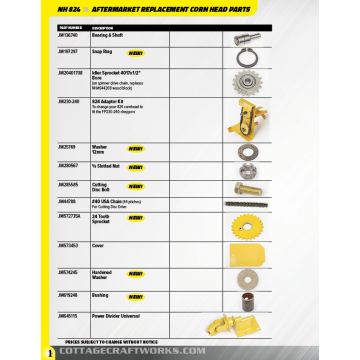New Holland 824 Corn Head aftermarket Amish replacement parts-Cottage Craft Works.