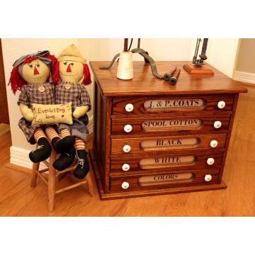 J&P Coats Reproduction Spool Cabinet St Michael Cherry Stain