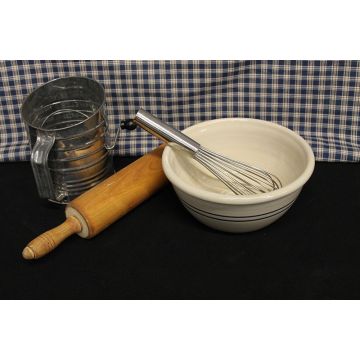 USA Stoneware Pottery | 10 Inch Deep Bowl | Blue Stripe