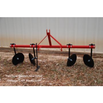 Dual-Row Garden Row Builder Tractor Attachment with Two 14" Hillers