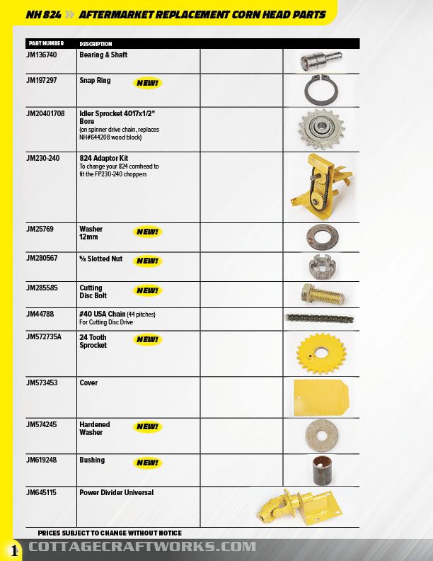 バック用　コーン主管 New Holland 824 Corn Head Parts