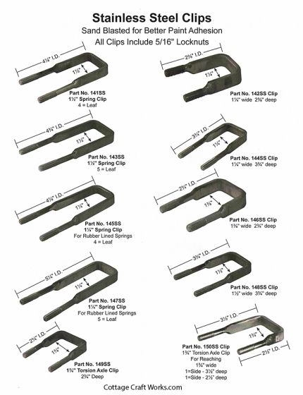 BUGGY, CARRIAGE, WAGON, LEAF SPRING STAINLESS CLIPS