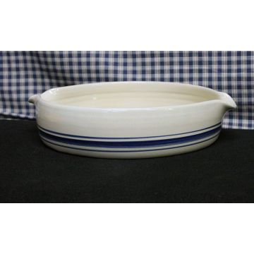 USA Stoneware Pottery | Medium Baking Dish Blue Stripe