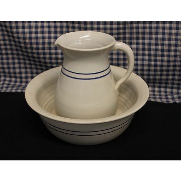 USA Stoneware Pottery | Wash Basin Set Blue Stripe